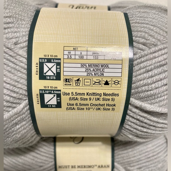 Yarn Bee Art Yarn Bee Must Be Meeting Aran Silver 6 Set Of 3 Skeins